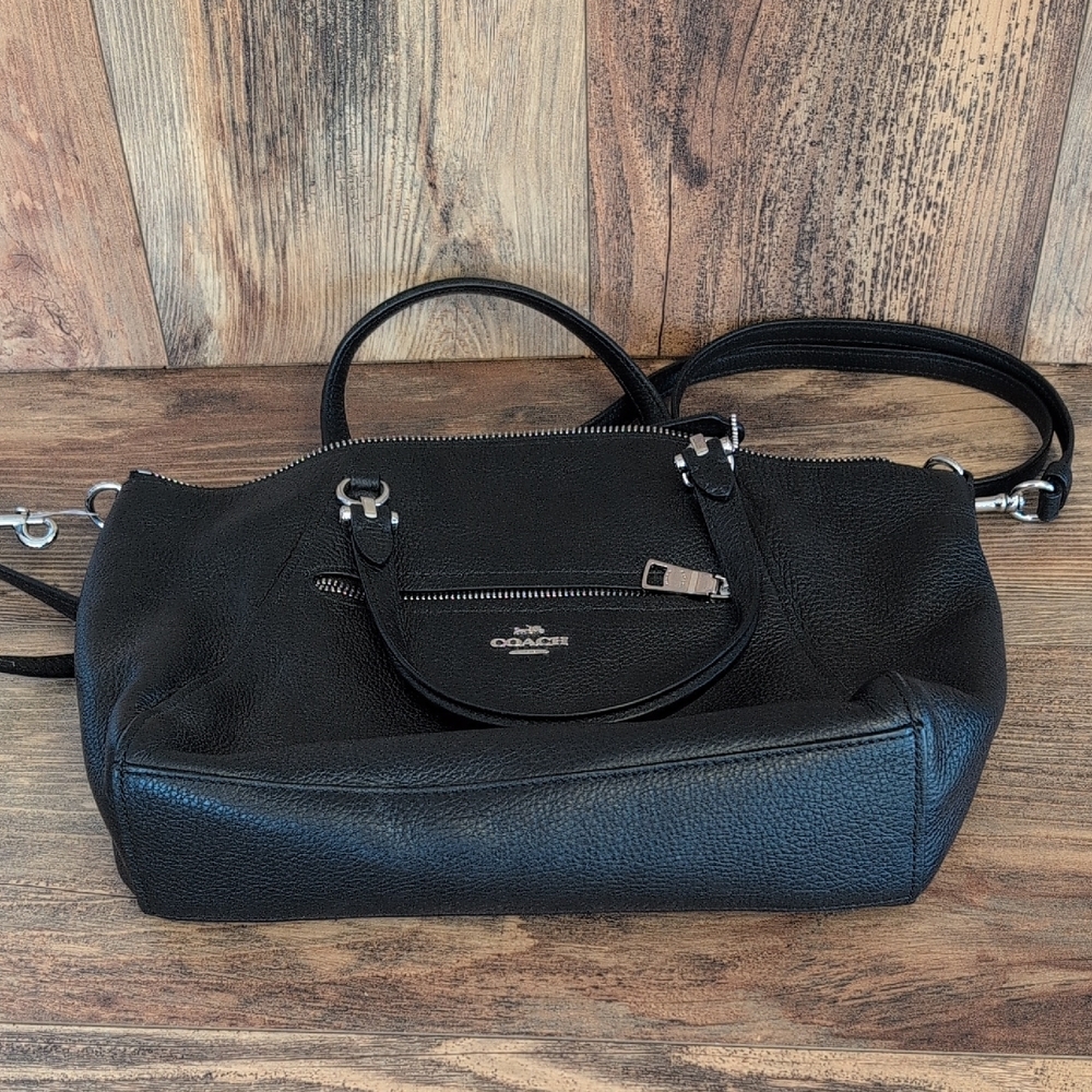 Coach Black Prairie Satchel Pebbled Leather Satchel with Silver Hardware   C294 - Picture 11 of 15